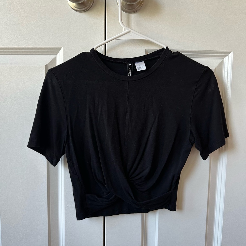 Black front-cross crop top